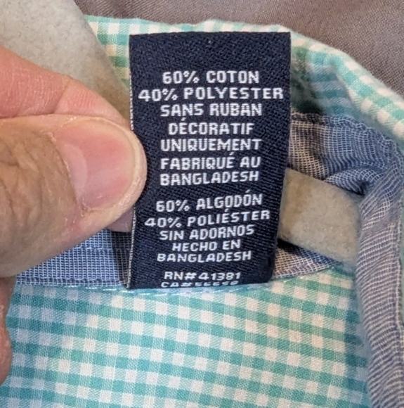 Chaps XXL gingham button down shirt in light turquoise - Picture 7 of 10